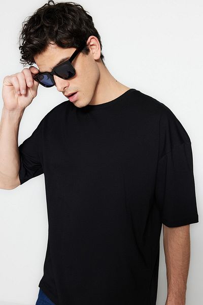 Trendyol Collection Бавовняна футболка великого розміру з космічним принтом TMNSS23TS00125