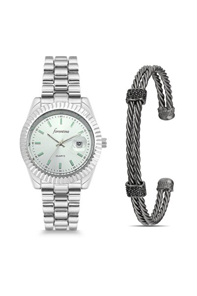 Forentina Erkek Metal Kol Saati - Bileklik Kombin Set Erkek - Ps255700tr