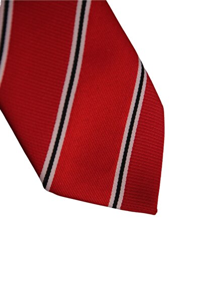 Le Voux Striped Red Color Necktie and Pocket Handkerchief