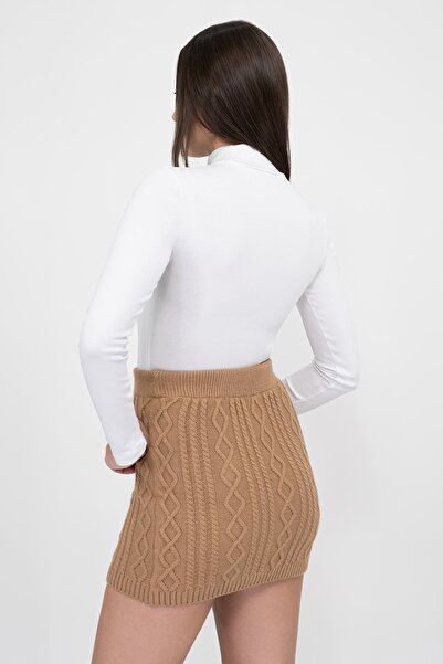 Soyo Women's White Cotton Turtleneck Long Sleeve Blouse