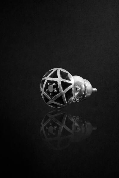 Hodja Jewellery Casablanca - Gümüş Siyah Pırlanta Küpe