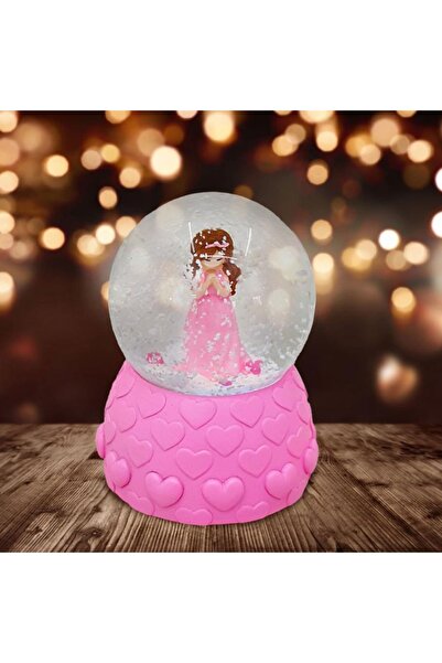 Hediye Kesesi Pembe Peri Işıklı Romantik Kar Küresi