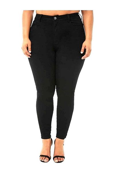geenz manifacture Pantaloni Anastasia Black Super Skinny Plus Size Colorfast Lycra Jeans
