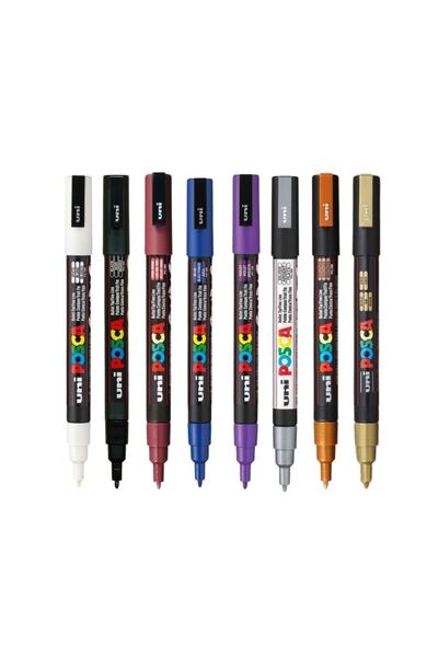 Uni Posca Marker Pen Pc-3m (0.9-1.3mm) Set of 8 Mixed 3