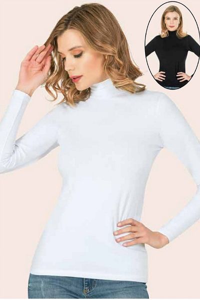 Anıt 2 Pieces Turtleneck Long Sleeve T-shirt 92% Cotton 8% Lycra