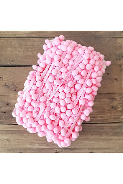 GÖZDE ELSANATLARI Ribbon Pompom Pink 20 Meters