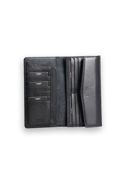 GUARD Genuine Leather Black Wallet with Phone Entry 2223
