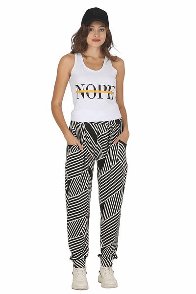 VocalMood Set de pijamale largi pentru femei, cu dungi de culoare albă, cu model Lady 10034