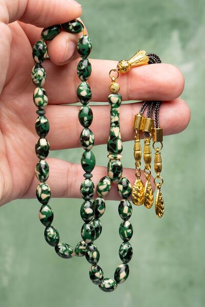 OTTOTESBİH Χάντρες προσευχής από κεχριμπάρι με φούντα αλπακά