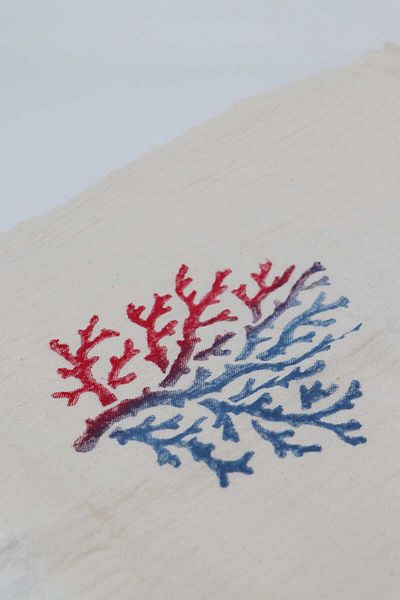 Bursa İpek Saks Red Stone Print Gradient Coral Peshtemal