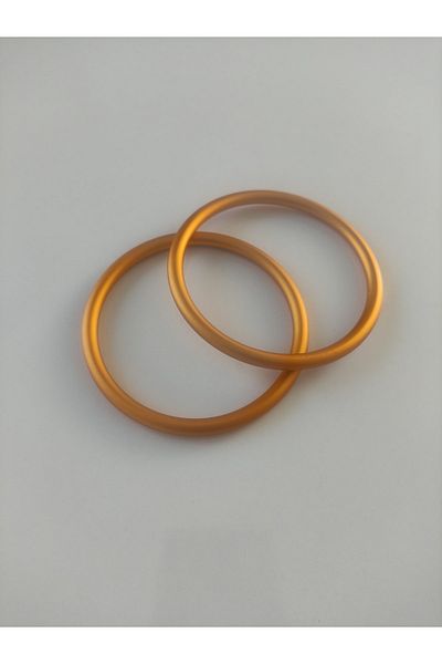 Teslime yücel Ring 2 Pieces Aluminum Full Ring Mustard Color Diameter 9 Cm