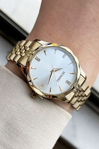 Homies Gold Color 3 Atm Waterproof Women's Wrist Watch with Bracelet Gift - Elg147