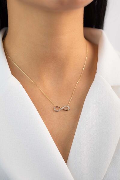 YAVUZ KUYUMCULUK Altın Taşlı Sonsuzluk Kolye