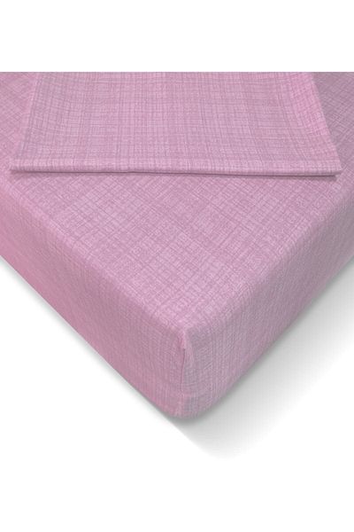 ŞENER HOME Fitted Cotton Double Bed Sheet 2 Pillowcases with Cover 160X200 cm Light Lilac