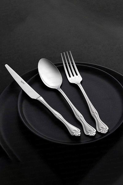 Nehir Lalezar Simple 84 Piece 12-Person Fork Spoon Knife Set
