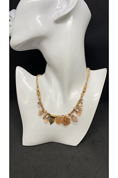 Porsuk Alternatif El Yapımı Etnik Çek Camı , Cam Boncuk Kadın Kolye