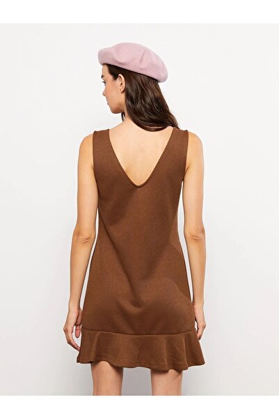 LC Waikiki Tweed Γυναικείο Φόρεμα - Casual V-λαιμόκοψη, Αμάνικο