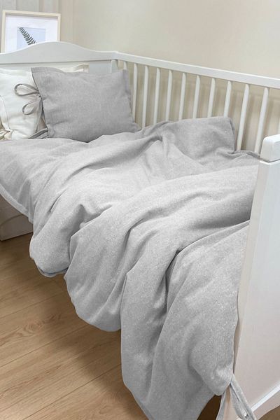Tuğba Kuğu Linen Duvet Cover Set (100x150 - 35x45) - Grey