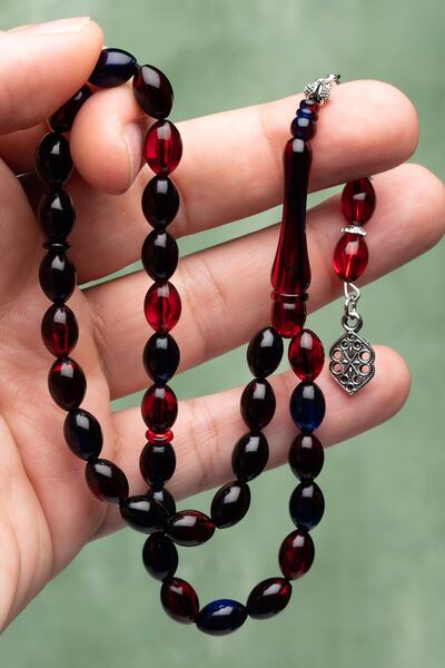 OTTOTESBİH Χάντρες προσευχής από κεχριμπάρι με φούντα αλπακά