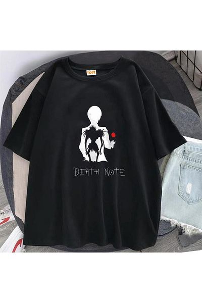 Touz Death Note L Apple Printed Black Unisex Oversize T-shirt