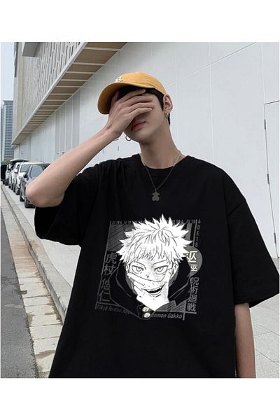 Touz Jujutsu Kaisen Eyes Printed Black Unisex Oversize T-shirt