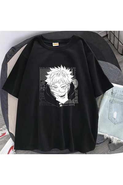 Touz Jujutsu Kaisen Eyes Printed Black Unisex Oversize T-shirt