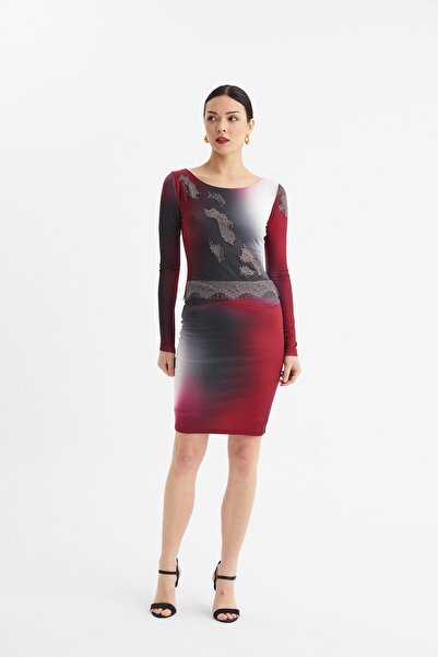 Balizza Blz-desenli Taş Işlemeli Güpür Detaylı Elbise