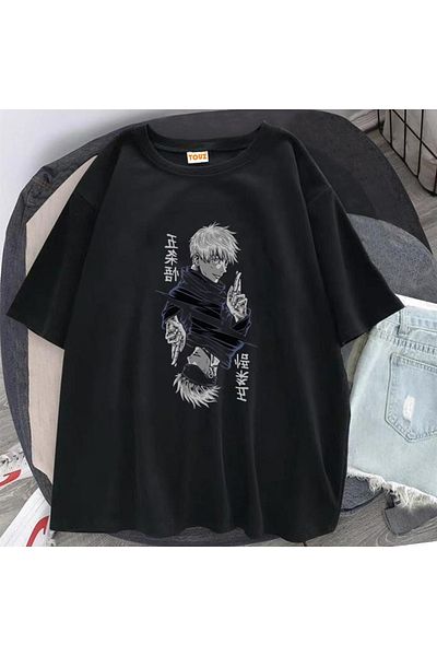 Touz Μπλουζάκι Jujutsu Kaisen Blade με μοτίβο μαύρο Oversize