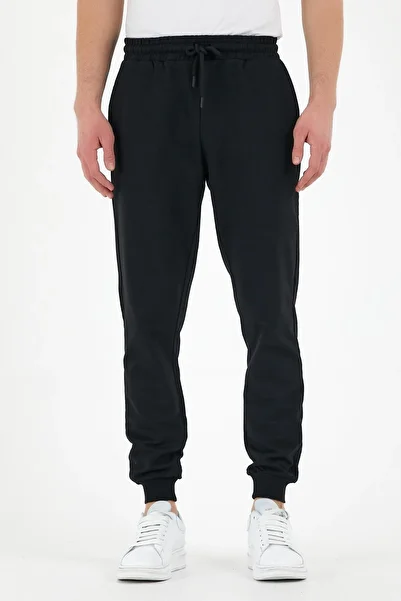 COMEOR Black Men's Sweatpants with Labeled Back and Side Pockets Regular Fit