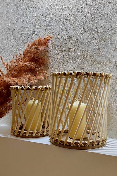 DEKOLOBİ Σετ με 2 μίνι σταυρωτά φανάρια Bamboo Stick (15-12 CM)