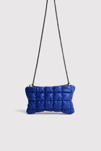 Berlesi Mavi Kadın Pofuduk Zincirli Omuz Ve Çapraz Baget Çanta