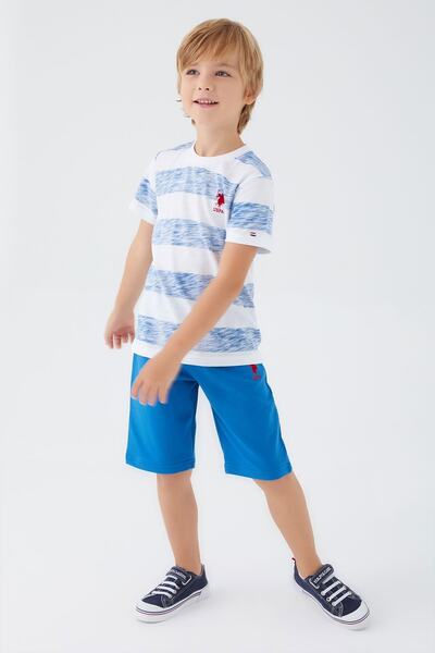 U.S. Polo Assn. Base. Polo Assn Stripe Pattern Blue Boy Bermuda Suit