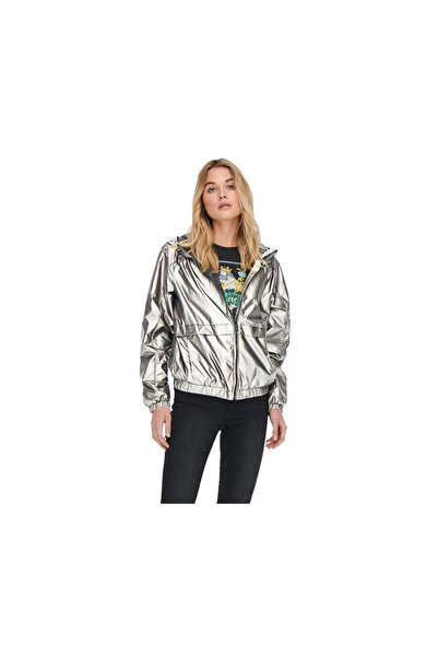 ONLY Onlerin Metallic Jacket Otw Silver Women's Casual Jacket15244657-Silver Gray