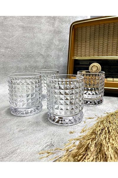 Jenisa Handmade Glass Luxury Model Whiskey Soft Drink Glass Set of 4