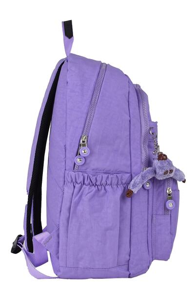 ELATAE Waterproof Crinkle Fabric Orthopedic Multi-Eye School Backpack Lilac School Bag