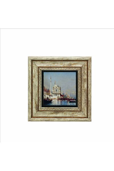 Sadrazam Moscheea Ortaköy - Pictură pe piatră naturală imprimată din anii 1860 20cmx20cm Krt-038