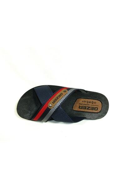 GEZER Navy Blue Gray Red Cross Rope Anatomical Men's Slippers