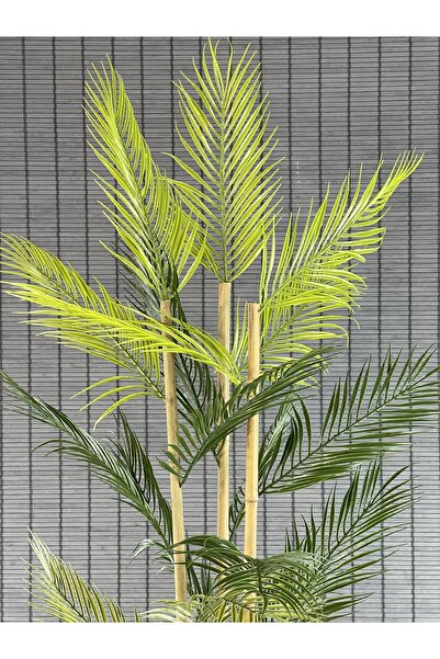 Bahçem Yapay Çiçek Areka Ağacı Palmiye Ağacı Bambu Gövdeli Saksılı 18 Yaprak 125 Cm