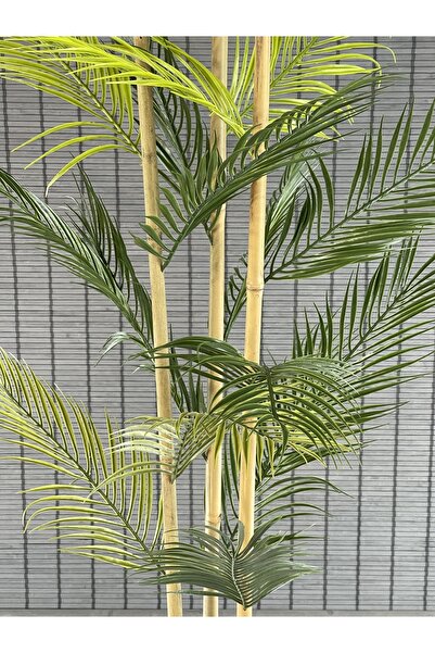 Bahçem Yapay Çiçek Areka Ağacı Palmiye Ağacı Bambu Gövdeli Saksılı 18 Yaprak 125 Cm