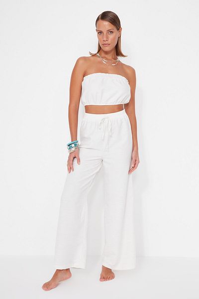 Trendyol Collection White Beach Suit - Woven Blouse and Pants Tbess23Au00007