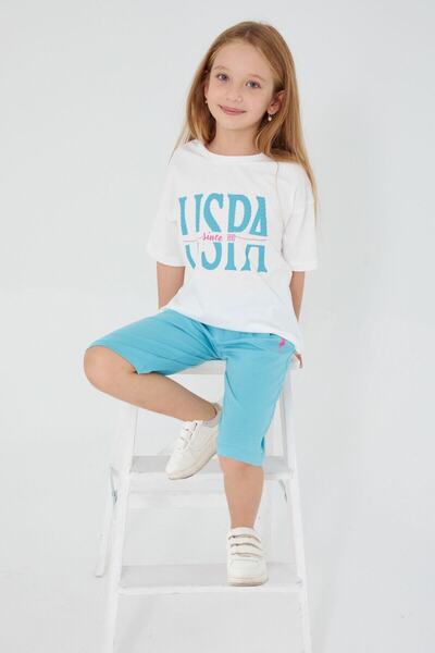 U.S. Polo Assn. Baza. Set Capri pentru fete Polo Assn Cute Cream