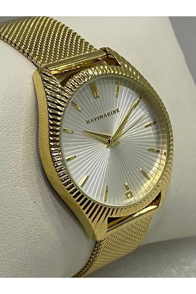 Navimarine Navinarine Wicker Braid 34 Mm Gold Women's Wristwatch
