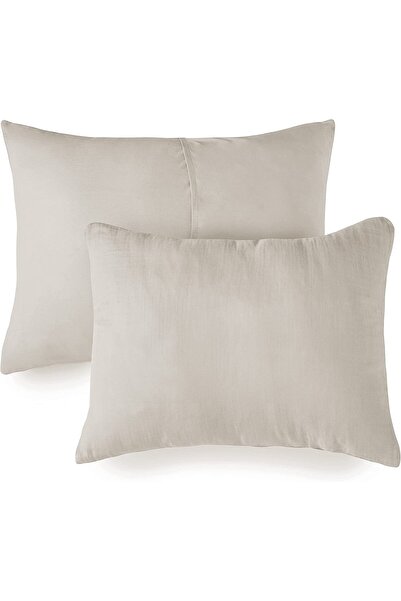 EVYA Muslin Duvet Cover Set Double 200X220Cm 100% Organic Cotton Beige Soft Textured 4 Layers Without Sheets