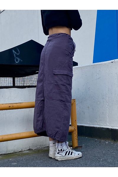 Gofeel Fusta elastică reglabilă Y2k Harajuku Tactical Cargo pentru femei, cu buzunare