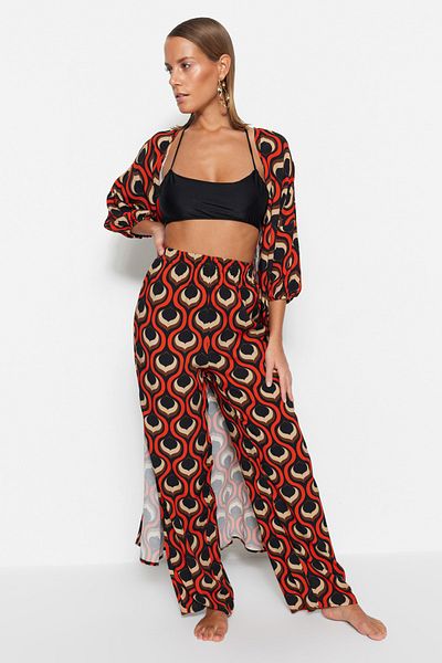 Trendyol Collection Geometrikus mintás szövött nadrág TBESS23PL00010
