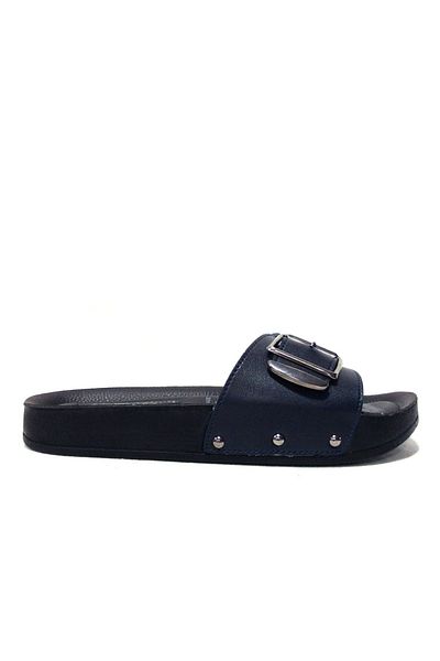 Apella Navy Blue Buckle Anatomical Slippers