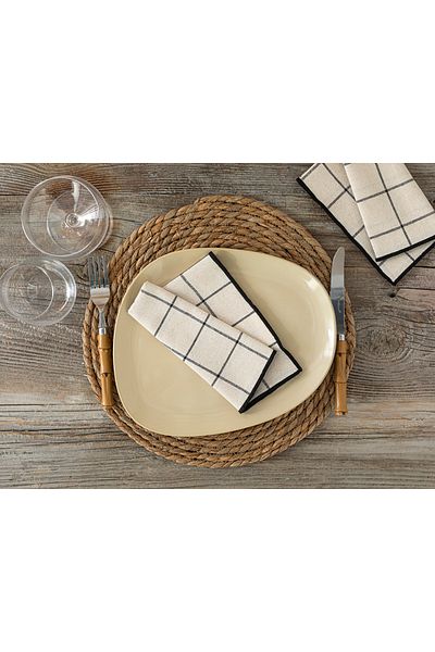 English Home Maro Cotton 2-Piece Guest Napkin 38x38 Cm Black