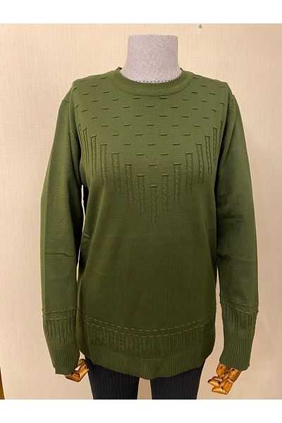 TEK Round Neck Patterned Mother Blouse / Khaki