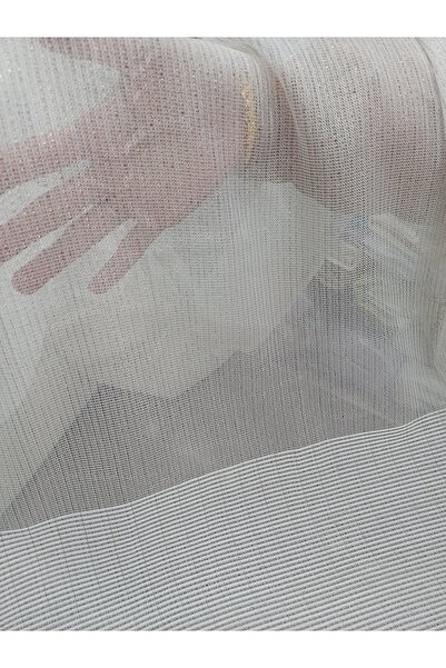 stay home Etekleri Kurşunlu Düz Pilesiz Sim Detaylı Tül Perde