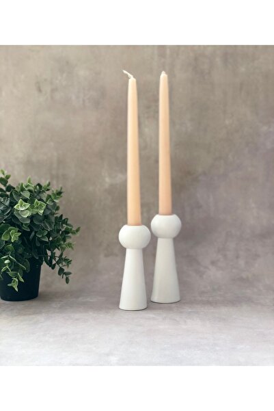 thiramis homeconcept Beyaz Bubble 2'li Şamdan-mumluk